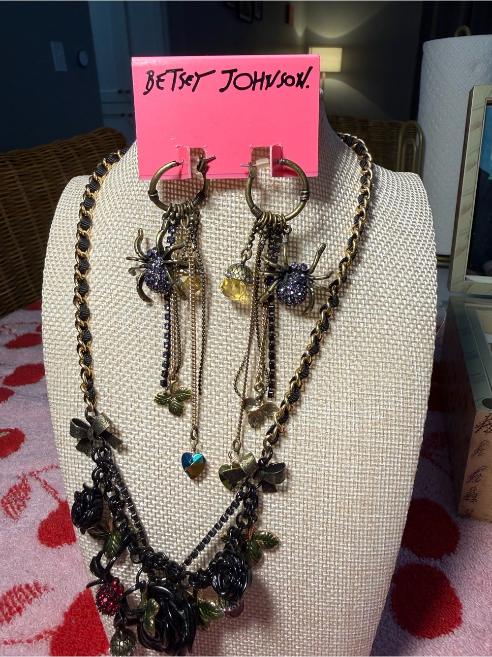 Vintage 2011 Betsey Johnson dark Forrest collection spider set